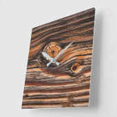 Horloge Carrée Motif du grain de bois (Angle)