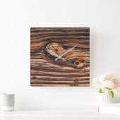 Horloge Carrée Motif du grain de bois (Maison)