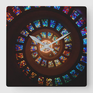 Horloge Carrée Motif élégant de remous en verre souillé de noi