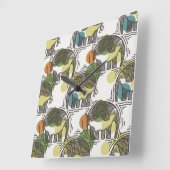 Horloge Carrée Motif éléphant (Angle)