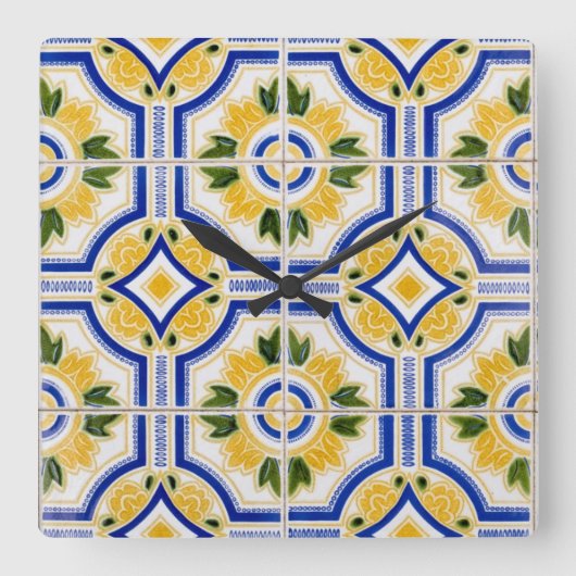 Horloge Carrée motif en tuiles vives, Portugal (Recto)