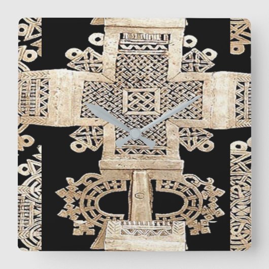 Horloge Carrée Motif éthiopien (Recto)