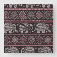 Motif ethnique noir d'éléphant
