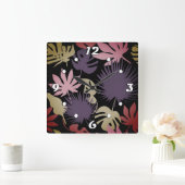 Horloge Carrée Motif feuille tropical sans couture (Maison)