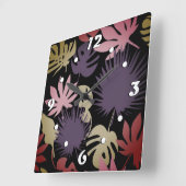 Horloge Carrée Motif feuille tropical sans couture (Angle)