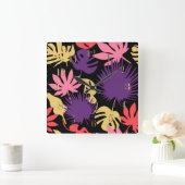 Horloge Carrée Motif feuille tropical sans couture (Maison)