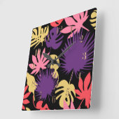Horloge Carrée Motif feuille tropical sans couture (Angle)