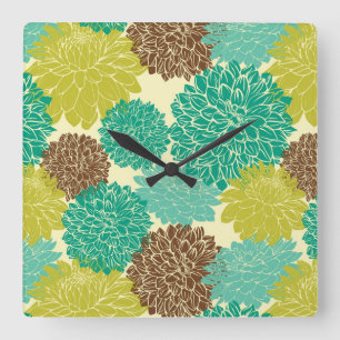 Horloge Carrée Motif floral