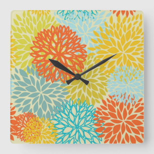Horloge Carrée Motif floral 3