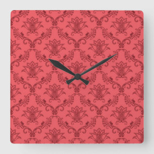 Horloge Carrée Motif floral de damassé