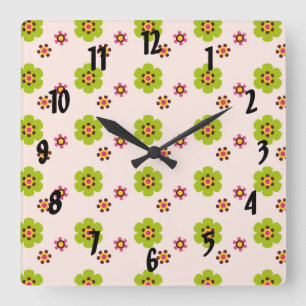 Horloge Carrée motif floral moderne de printemps