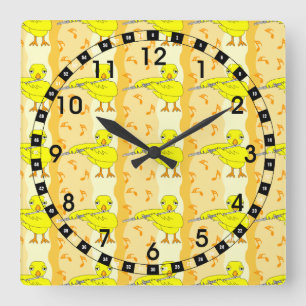 Horloge Carrée Motif Flute Chick