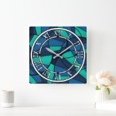 Horloge Carrée motif géométrique Abstrait (Maison)