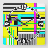 Horloge Carrée Motif géométrique abstrait lumineux (Recto)