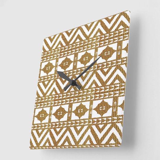 Horloge Carrée Motif géométrique africain (Angle)