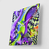 Horloge Carrée Motif géométrique Art déco des années 80 (Angle)