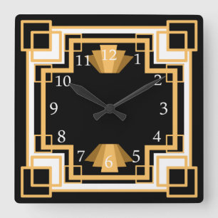 Horloge Carrée Motif géométrique Art déco personnalisé