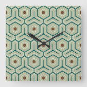 Horloge Carrée Motif géométrique avec des hexagones imbriqués (Recto)