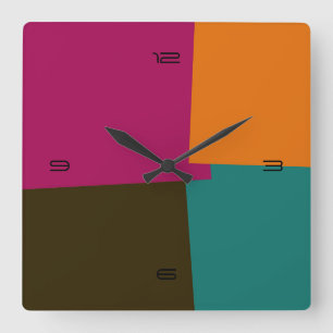 Horloge Carrée Motif géométrique couleur rétro Abstrait #8