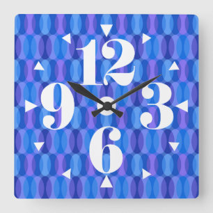 Horloge Carrée Motif géométrique Good Vibes rétro