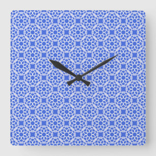 Horloge Carrée Motif géométrique sans couture bleu blanc