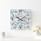Horloge Carrée Motif gris bleu chickadee (Maison)