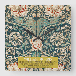 Horloge Carrée Motif Honeysuckle - Design de William Morris