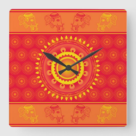 Horloge Carrée Motif indien (Recto)