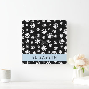 Horloge Carrée Motif mâle, Patrouilles de chien, Noir et Blanc, V