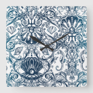 Horloge Carrée Motif marin vintage