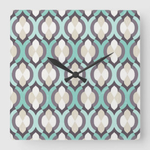 Horloge Carrée Motif marocain de turquoise
