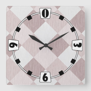 Horloge Carrée Motif Oblique de  géométrique beige et gris