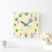 Horloge Carrée Motif Pastel à Points (Maison)