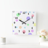 Horloge Carrée Motif Pastel à Points (Maison)