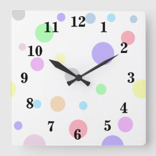 Horloge Carrée Motif Pastel à Points