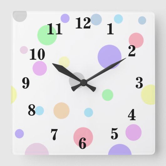 Horloge Carrée Motif Pastel à Points (Recto)