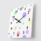 Horloge Carrée Motif Pastel à Points (Angle)