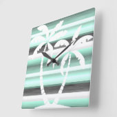 Horloge Carrée Motif Pastel Mint Green Grey (Angle)