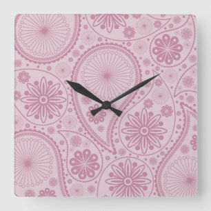Horloge Carrée Motif Pink paisley