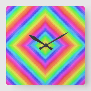 Horloge Carrée Motif psychédélique carré coloré ondulé