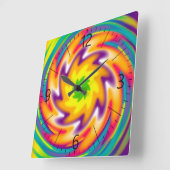 Horloge Carrée Motif radial coloré (Angle)