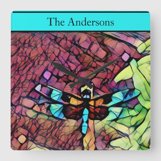 Horloge Carrée Motif Rainbow Stripes aux couleurs modernes (Recto)