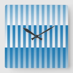Horloge Carrée Motif rayé bleu blanc