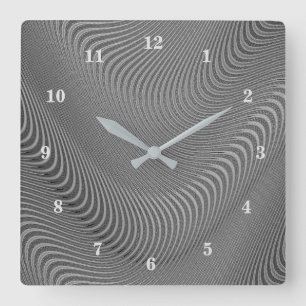 Horloge Carrée Motif rayé ondulé abstrait Lignes 3