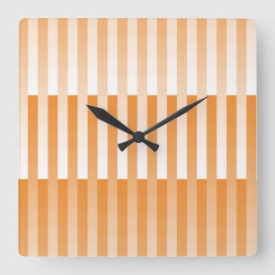 Horloge Carrée Motif rayé orange et blanc
