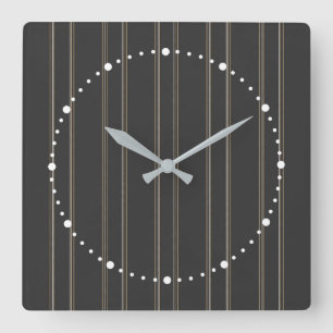 Horloge Carrée Motif rayure fine gris chaud charbon doux