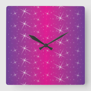 Horloge Carrée Motif rose étoile