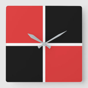 Horloge Carrée Motif rouge, noir et blanc