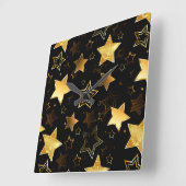 Horloge Carrée Motif sans couture avec des étoiles dorées (Angle)