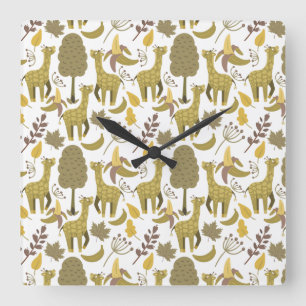 Horloge Carrée Motif sans couture Giraffe jaune blanc arrière - p